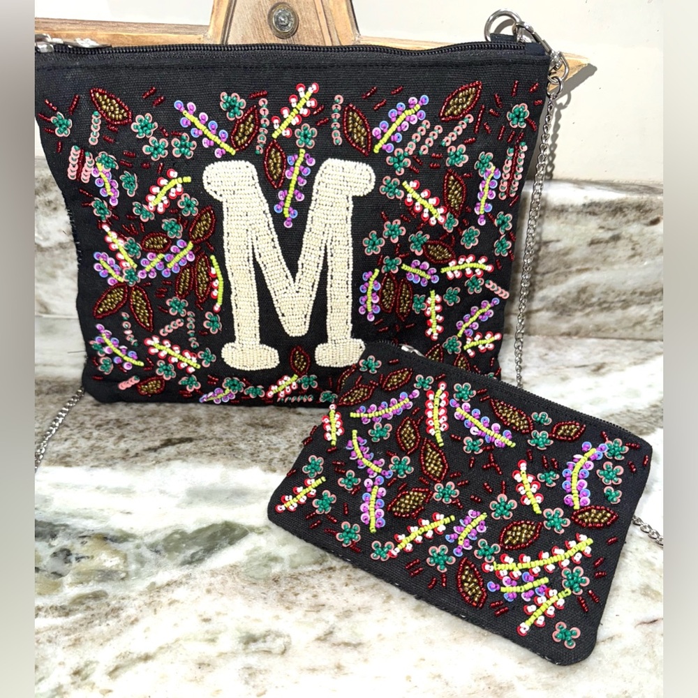 America & Beyond M Embellished Pouch & Coin bag